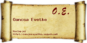 Oancsa Evetke névjegykártya